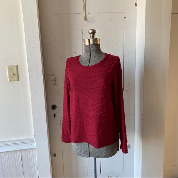 Simply Vera Wang Maroon Textured Wave Top XL - Picture 2 of 9